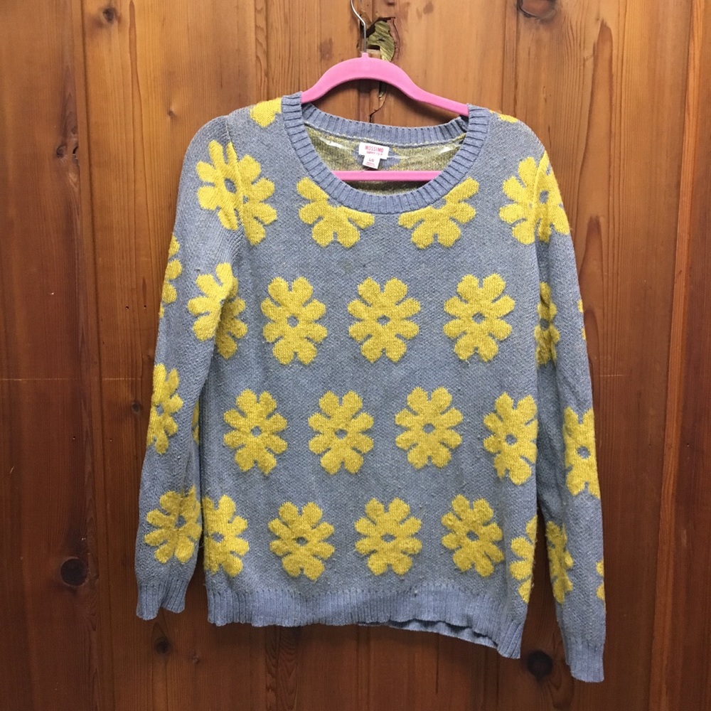Mossimo Grey and Yellow Flower Sweater